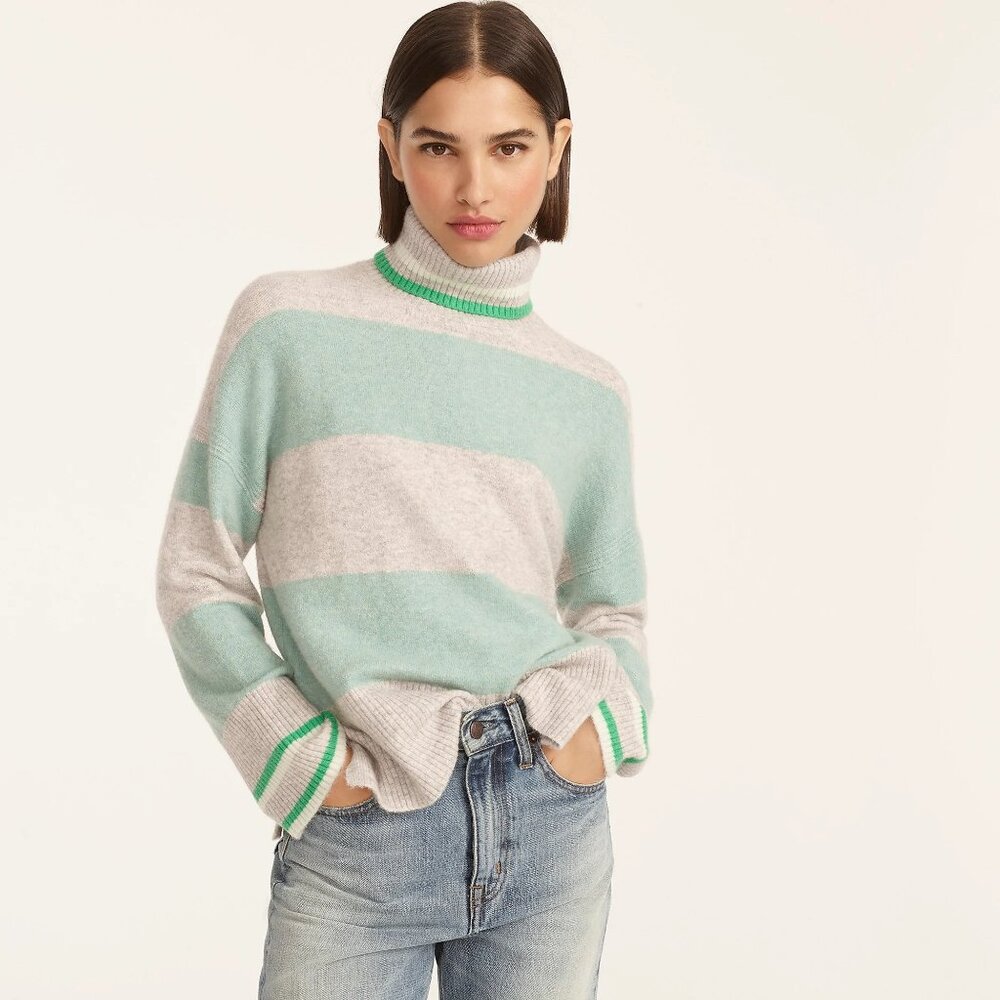 J. Crew Striped Turtleneck Sweater M - Picture 2 of 9